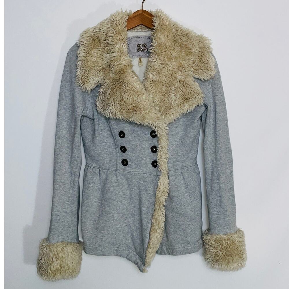 Anthropologie Twill Twenty Two Sherpa Trim Cotton Jersey Jacket - Women's Size S